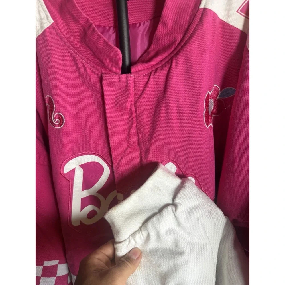 BOXLUNCH Mattel BARBIE EXCLUSIVE EMBROIRDERED CHECKERED RACING JACKET Adult 4Xl